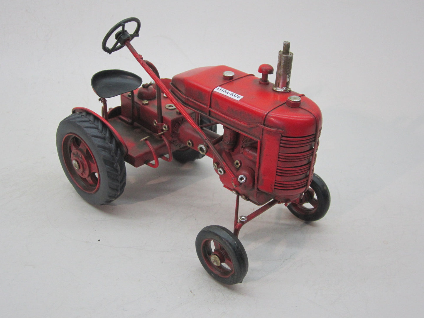 Vintage Red Metal Tractor | Rustic Farmhouse Shelf Decor