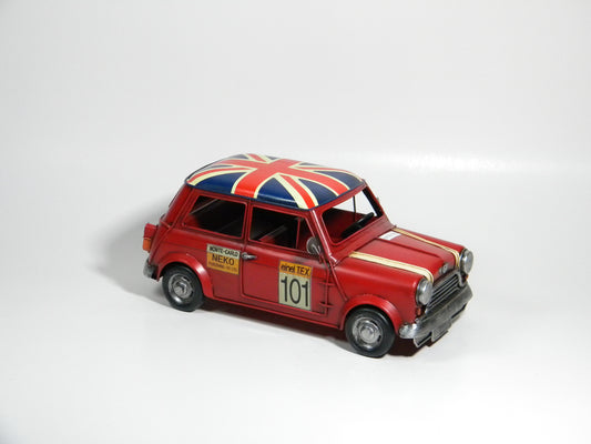 Vintage Mini Cooper Model – Union Jack Roof Metal Car Ornament