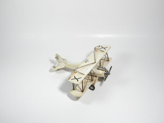 Cream Vintage Biplane – Handcrafted Metal Aircraft Model