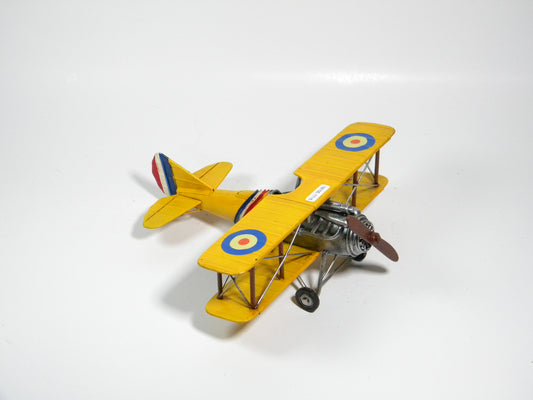 Sunburst Yellow Biplane – Handcrafted Vintage Metal Aircraft
