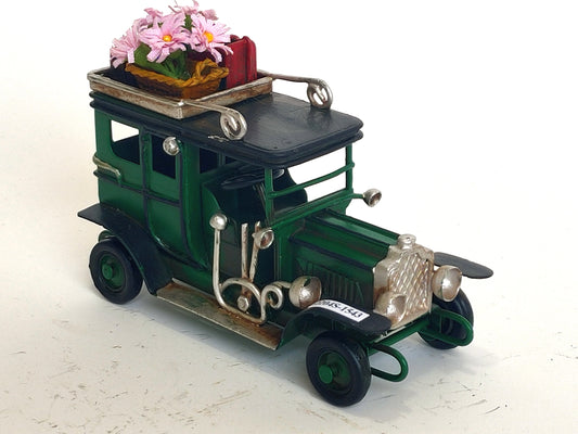 Vintage Green Town Car with Decoration