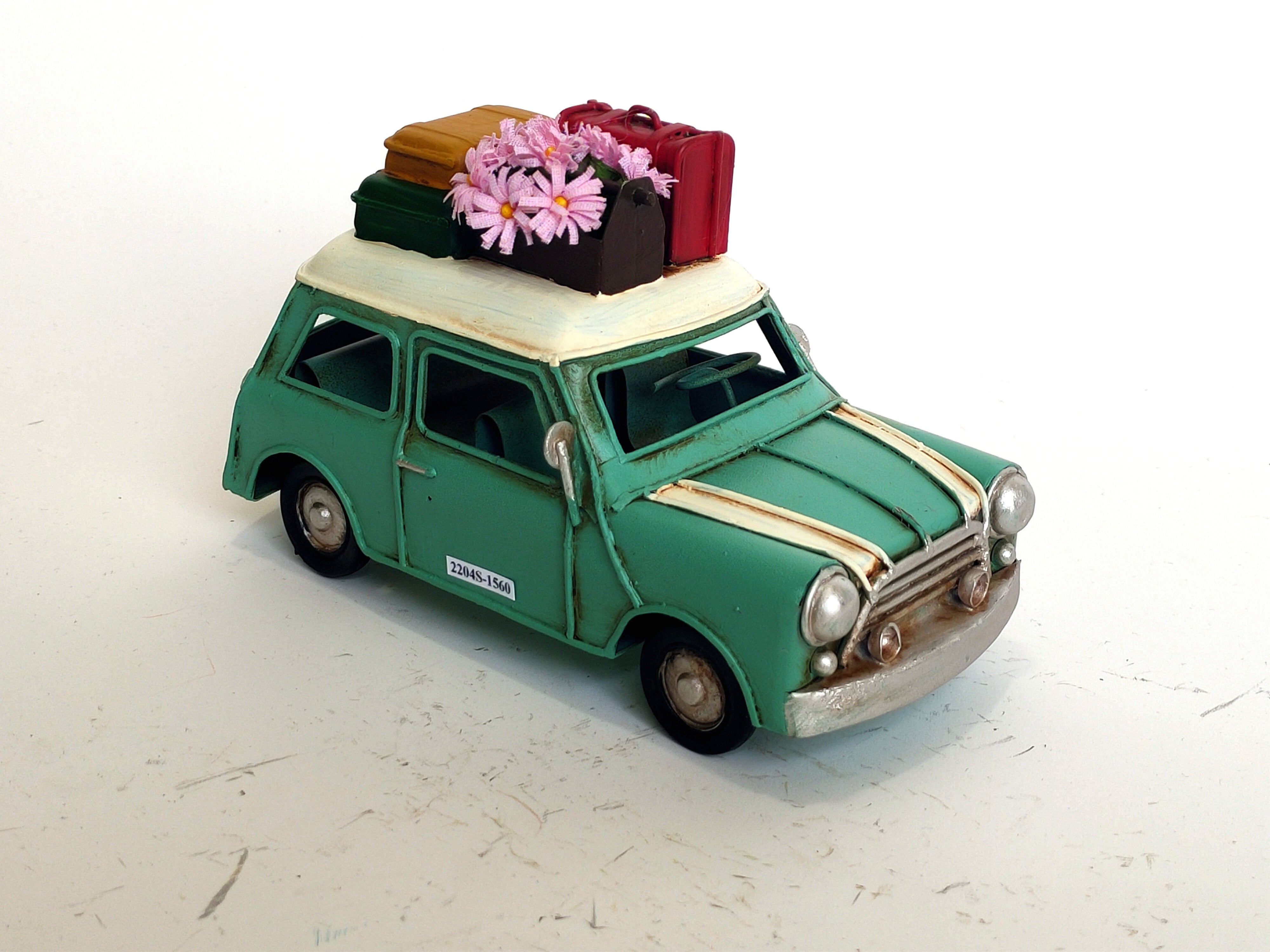 Vintage Mint Green Metal Mini Cooper Travel Edition