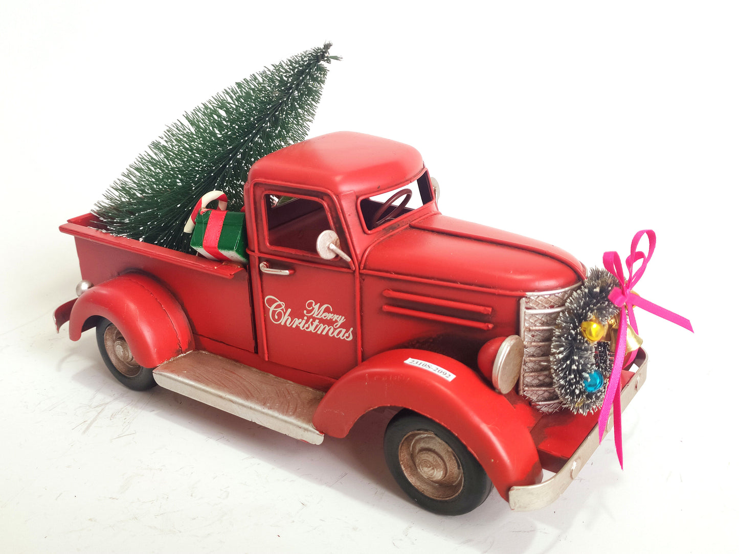 Handmade Metal Christmas Truck with Decorations