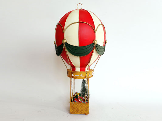 Red Vintage Metal Hot Air Balloon Christmas Decoration
