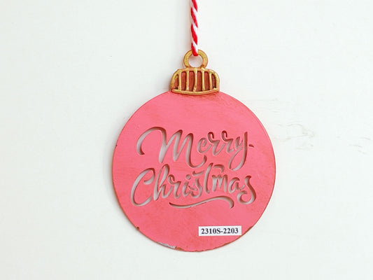 Vintage Metal Bauble Christmas Tree Ornament Pink