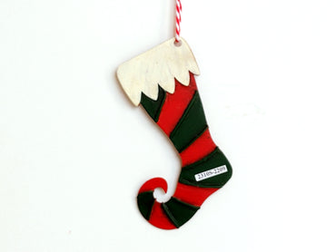 Red Vintage Metal Stocking Ornament for Christmas Tree