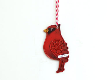 Red Vintage Metal Bird Christmas Tree Ornament
