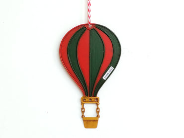 Red Vintage Metal Hot Air Balloon Ornament for Christmas Tree