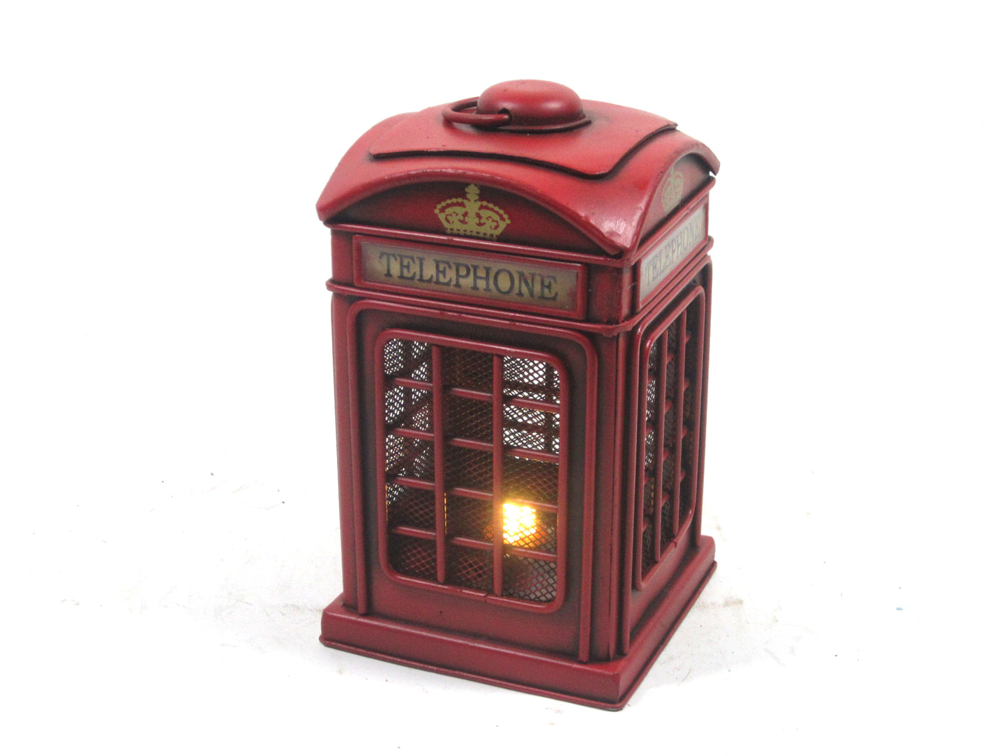 Vintage London Phone Booth Light – Handcrafted Metal Mini Lamp