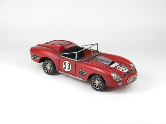 Vintage Red Convertible Metal Car Model | Retro Racing Decor