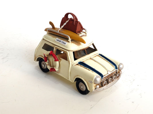 Vintage Cream Metal Mini Cooper Surf Edition