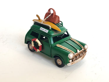 Vintage Green Metal Mini Cooper Surf Edition