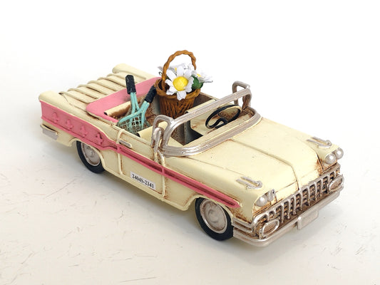 Vintage Cream Metal Convertible with Decorations