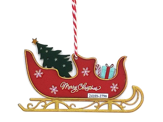 Red Vintage Sleigh Christmas Tree Ornament