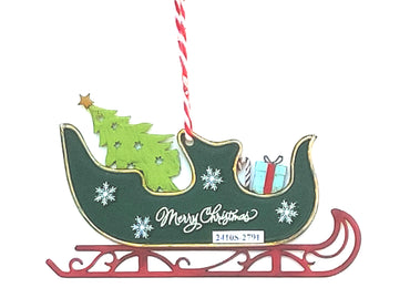 Green Vintage Sleigh Christmas Tree Ornament