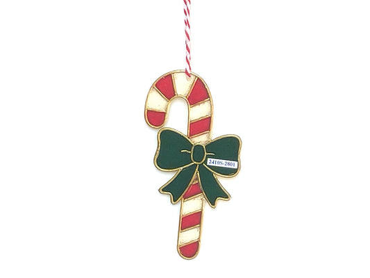 White Vintage Metal Candy Cane Christmas Tree Ornament