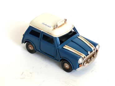 Classic Vintage Blue Mini Cooper Metal Taxi Edition