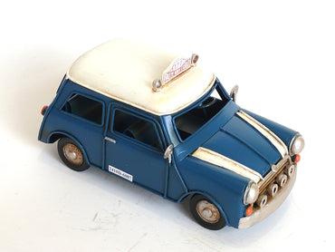 Buy Vintage Blue Metal Mini Cooper Taxi Edition