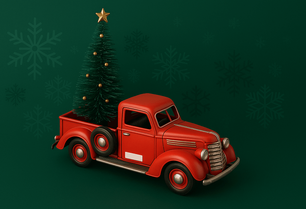 Vintage Metal Ute with Christmas Tree