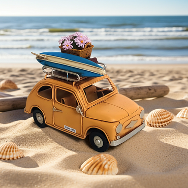 Vintage Beach Car Orange