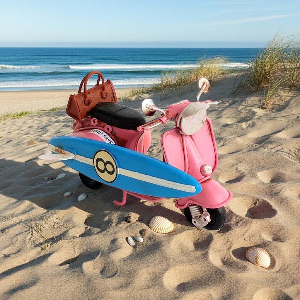 Vintage Beach Scooter Pink & Green