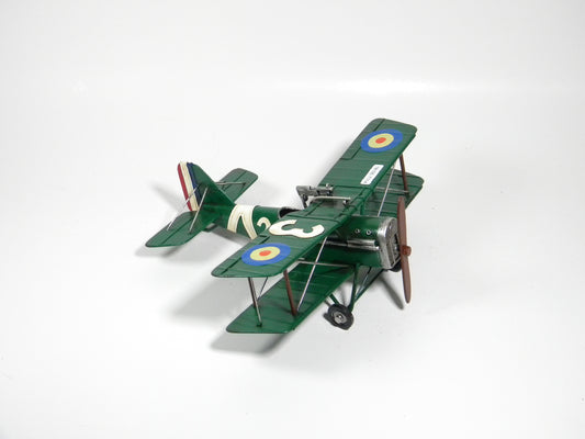 Dark Green Vintage Biplane – Handcrafted Metal Aircraft Model