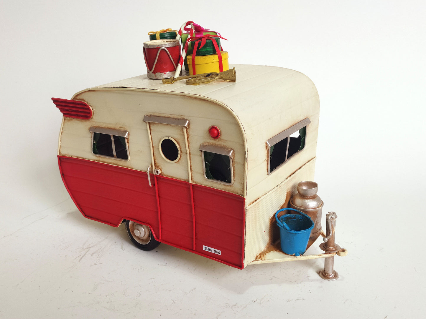 Handmade Metal Christmas Caravan with Festive Decorations