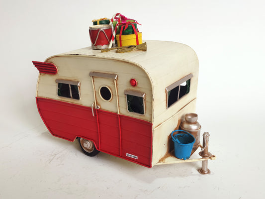 Handmade Metal Christmas Caravan with Festive Decorations