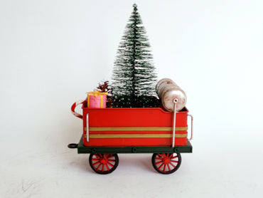 Handmade Classic Christmas Train set– Red Metal & Plastic Decoration